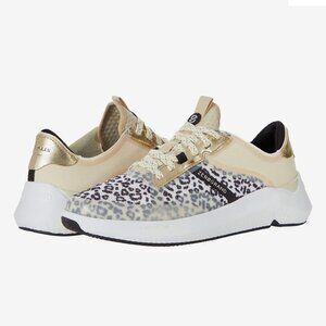 COLE HAAN ZEROGRAND Women's Winner Tennis Logo Sneakers Gray/Black/Gold Size 9.5